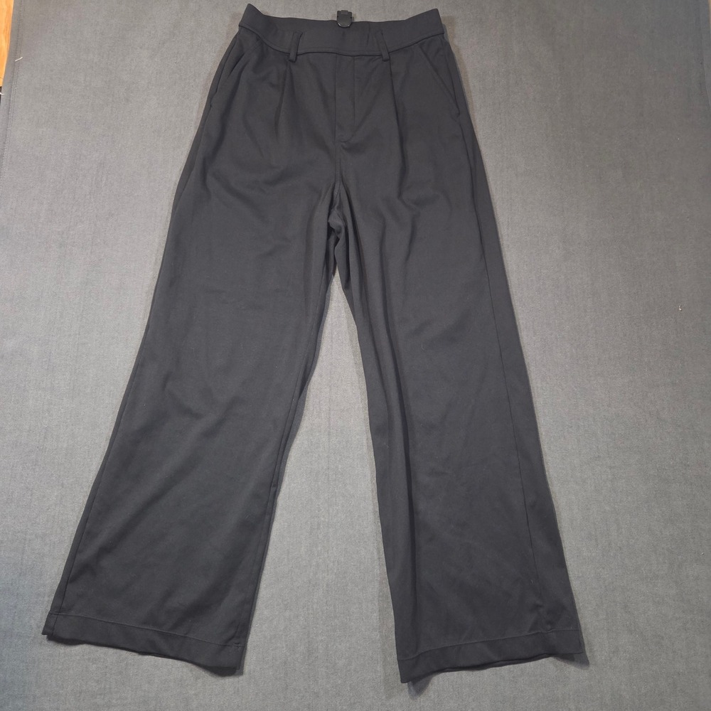 Halara Wide Leg Trousers Womens S Petite Black Pleated High Rise Stretch Pants